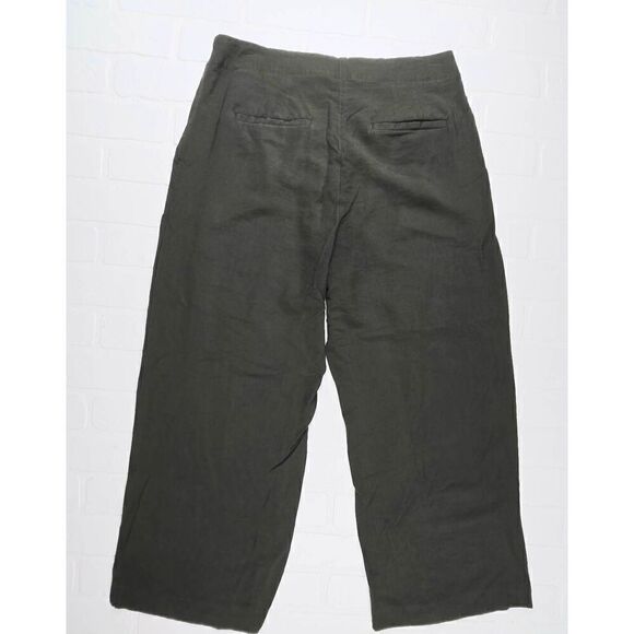 Loft Dark Green High Waist Cropped Wideleg Pants Size 8 - Picture 2 of 3